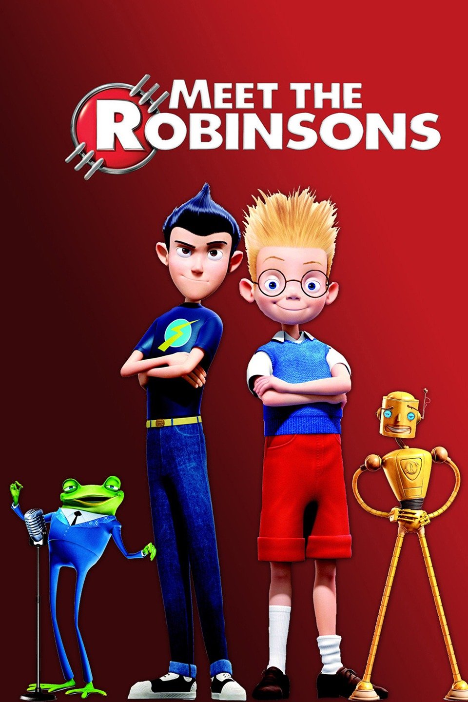 Meet the Robinsons. Movie Poster. Cartoon. Red. Frog. Robot.